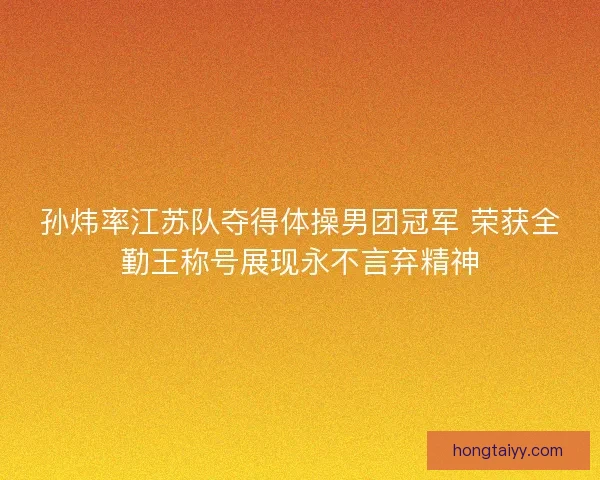 孙炜率江苏队夺得体操男团冠军 荣获全勤王称号展现永不言弃精神